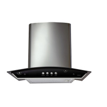 Tempered glass panel stainless steel housing smoke hood for kitchen use auto clean function